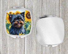 Load image into Gallery viewer, Affenpinscher in Sunflowers Compact Mirror – Stylish Purse Mirror with Artistic Covers