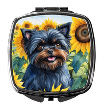Load image into Gallery viewer, Affenpinscher in Sunflowers Compact Mirror – Stylish Purse Mirror with Artistic Covers