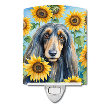 Load image into Gallery viewer, Afghan Hound in Sunflowers Ceramic Night Light