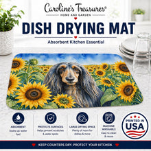 Load image into Gallery viewer, Afghan Hound in Sunflowers Dish Drying Mat Absorbent Dish Drying Mat Pad for Kitchen Counter Dish Drainer Mat for Countertop, 14 x 21", Multicolor