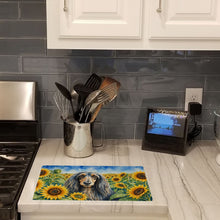 Load image into Gallery viewer, Afghan Hound in Sunflowers Cutting Board Tempered Glass Kitchen Cutting Surface, Heat Resistant Chopping Board with Non-Slip Feet, Decorative Food Prep &amp; Serving
