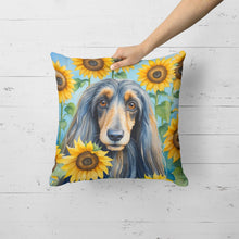 Load image into Gallery viewer, Afghan Hound in Sunflowers Throw Pillow