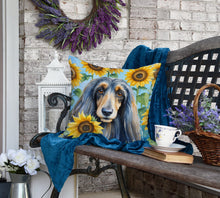 Load image into Gallery viewer, Afghan Hound in Sunflowers Throw Pillow