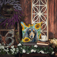 Load image into Gallery viewer, Afghan Hound in Sunflowers Throw Pillow