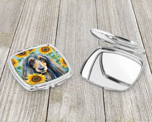 Load image into Gallery viewer, Afghan Hound in Sunflowers Compact Mirror – Stylish Purse Mirror with Artistic Covers