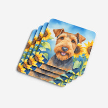 Load image into Gallery viewer, Airedale Terrier in Sunflowers Coasters - Set of 4 Lightweight Foam, Absorbent Drink Coasters