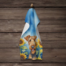 Load image into Gallery viewer, Airedale Terrier in Sunflowers Kitchen Towel