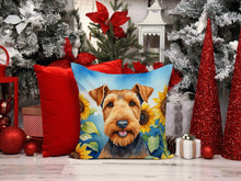 Load image into Gallery viewer, Airedale Terrier in Sunflowers Throw Pillow - 14x14 Decorative Pillow – Art for Your Home &amp; Patio