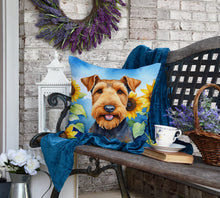 Load image into Gallery viewer, Airedale Terrier in Sunflowers Throw Pillow