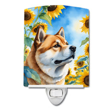 Load image into Gallery viewer, Akita in Sunflowers Ceramic Night Light