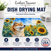 Load image into Gallery viewer, Akita in Sunflowers Dish Drying Mat Absorbent Dish Drying Mat Pad for Kitchen Counter Dish Drainer Mat for Countertop, 14 x 21", Multicolor