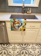 Load image into Gallery viewer, Akita in Sunflowers Kitchen Towel