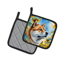 Load image into Gallery viewer, Akita in Sunflowers Pot Holders - Set of 2 Decorative Kitchen Helpers | Made in the USA