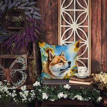 Load image into Gallery viewer, Akita in Sunflowers Throw Pillow - 14x14 Decorative Pillow – Art for Your Home &amp; Patio