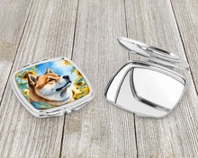 Load image into Gallery viewer, Akita in Sunflowers Compact Mirror – Stylish Purse Mirror with Artistic Covers