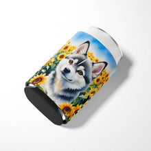 Load image into Gallery viewer, Alaskan Klee Kai in Sunflowers Can or Bottle Hugger