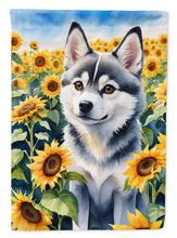 Load image into Gallery viewer, Alaskan Klee Kai in Sunflowers House Flag