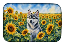 Load image into Gallery viewer, Alaskan Klee Kai in Sunflowers Dish Drying Mat Absorbent Dish Drying Mat Pad for Kitchen Counter Dish Drainer Mat for Countertop, 14 x 21", Multicolor