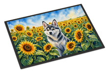 Load image into Gallery viewer, Alaskan Klee Kai in Sunflowers Doormat Front Door Mat Indoor Outdoor Rugs for Entryway, Non Slip Washable Low Pile, 18H X 27W