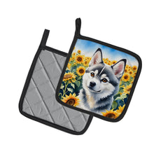 Load image into Gallery viewer, Alaskan Klee Kai in Sunflowers Pot Holders - Set of 2 Decorative Kitchen Helpers | Made in the USA
