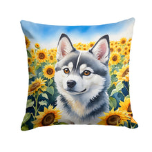 Load image into Gallery viewer, Alaskan Klee Kai in Sunflowers Throw Pillow - 14x14 Decorative Pillow – Art for Your Home &amp; Patio