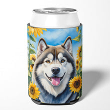Load image into Gallery viewer, Alaskan Malamute in Sunflowers Can or Bottle Hugger