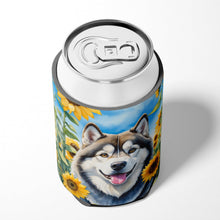 Load image into Gallery viewer, Alaskan Malamute in Sunflowers Can or Bottle Hugger