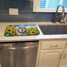 Load image into Gallery viewer, Alaskan Malamute in Sunflowers Dish Drying Mat Absorbent Dish Drying Mat Pad for Kitchen Counter Dish Drainer Mat for Countertop, 14 x 21", Multicolor