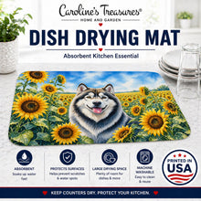 Load image into Gallery viewer, Alaskan Malamute in Sunflowers Dish Drying Mat Absorbent Dish Drying Mat Pad for Kitchen Counter Dish Drainer Mat for Countertop, 14 x 21", Multicolor