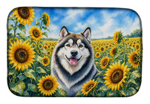 Load image into Gallery viewer, Alaskan Malamute in Sunflowers Dish Drying Mat Absorbent Dish Drying Mat Pad for Kitchen Counter Dish Drainer Mat for Countertop, 14 x 21", Multicolor