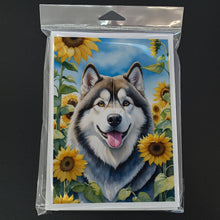 Load image into Gallery viewer, Alaskan Malamute in Sunflowers Greeting Cards - Blank Note Cards – 8-Pack of Artist-Designed Cards with Envelopes