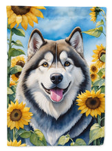 Load image into Gallery viewer, Alaskan Malamute in Sunflowers Garden Flag – Bright Dog-Themed Yard Decor