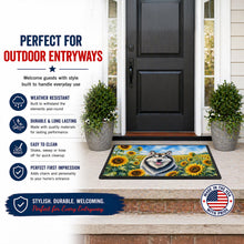 Load image into Gallery viewer, Alaskan Malamute in Sunflowers Doormat Front Door Mat Indoor Outdoor Rugs for Entryway, Non Slip Washable Low Pile, 24H X 36W