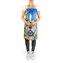 Load image into Gallery viewer, American Bulldog in Sunflowers Apron – Artist-Designed Kitchen, BBQ &amp; Craft Apron