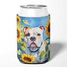 Load image into Gallery viewer, American Bulldog in Sunflowers Can or Bottle Hugger