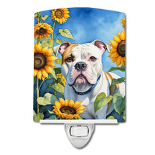 Load image into Gallery viewer, American Bulldog in Sunflowers Ceramic Night Light