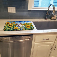 Load image into Gallery viewer, American Bulldog in Sunflowers Dish Drying Mat Absorbent Dish Drying Mat Pad for Kitchen Counter Dish Drainer Mat for Countertop, 14 x 21", Multicolor