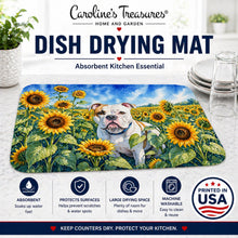 Load image into Gallery viewer, American Bulldog in Sunflowers Dish Drying Mat Absorbent Dish Drying Mat Pad for Kitchen Counter Dish Drainer Mat for Countertop, 14 x 21", Multicolor