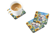 Load image into Gallery viewer, American Bulldog in Sunflowers Coasters - Set of 4 Lightweight Foam, Absorbent Drink Coasters