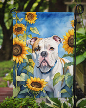 Load image into Gallery viewer, American Bulldog in Sunflowers Garden Flag – Bright Dog-Themed Yard Decor