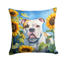 Load image into Gallery viewer, American Bulldog in Sunflowers Throw Pillow - 14x14 Decorative Pillow – Art for Your Home &amp; Patio