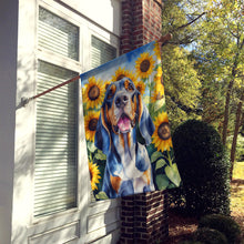 Load image into Gallery viewer, American English Coonhound in Sunflowers House Flag