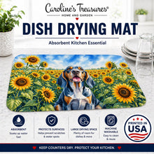 Load image into Gallery viewer, American English Coonhound in Sunflowers Dish Drying Mat Absorbent Dish Drying Mat Pad for Kitchen Counter Dish Drainer Mat for Countertop, 14 x 21", Multicolor