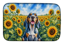 Load image into Gallery viewer, American English Coonhound in Sunflowers Dish Drying Mat Absorbent Dish Drying Mat Pad for Kitchen Counter Dish Drainer Mat for Countertop, 14 x 21", Multicolor