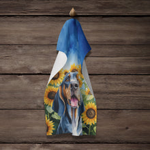 Load image into Gallery viewer, American English Coonhound in Sunflowers Kitchen Towel