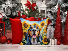 Load image into Gallery viewer, American English Coonhound in Sunflowers Throw Pillow - 14x14 Decorative Pillow – Art for Your Home &amp; Patio