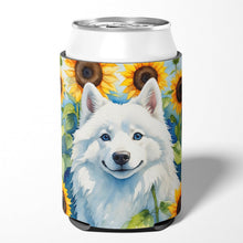 Load image into Gallery viewer, American Eskimo in Sunflowers Can or Bottle Hugger