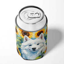 Load image into Gallery viewer, American Eskimo in Sunflowers Can or Bottle Hugger