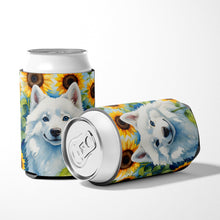 Load image into Gallery viewer, American Eskimo in Sunflowers Can or Bottle Hugger