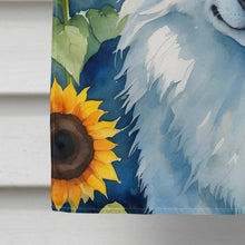 Load image into Gallery viewer, American Eskimo in Sunflowers House Flag